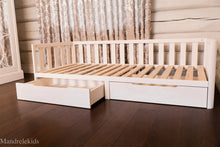 Toddler Bed on Legs (without Front Railing, but with Storage)