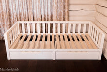 Toddler Bed on Legs (without Front Railing, but with Storage)